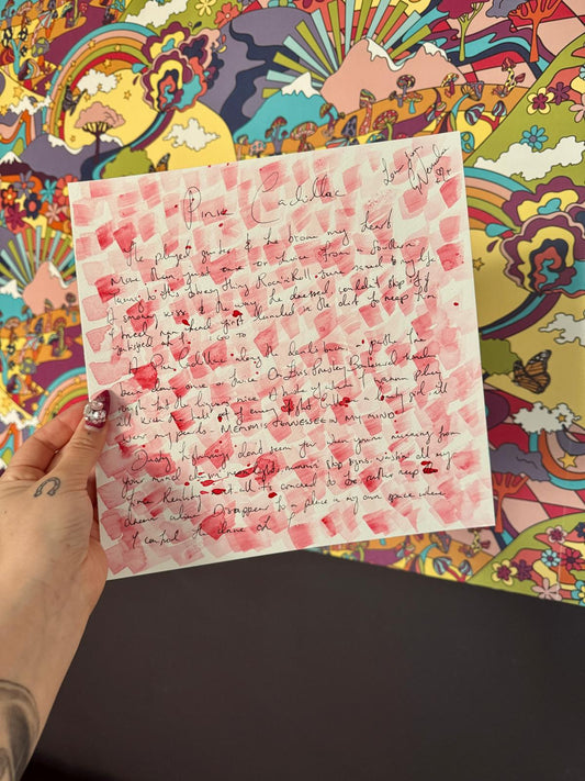 Pink Cadillac Hand-Written and Painted Lyric Sheet 2